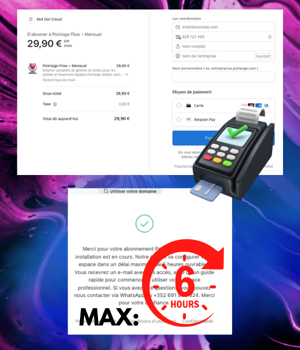 Étape 2 : Effectuer le paiement et attendre la validation automatique sous 6 heures maximum.
